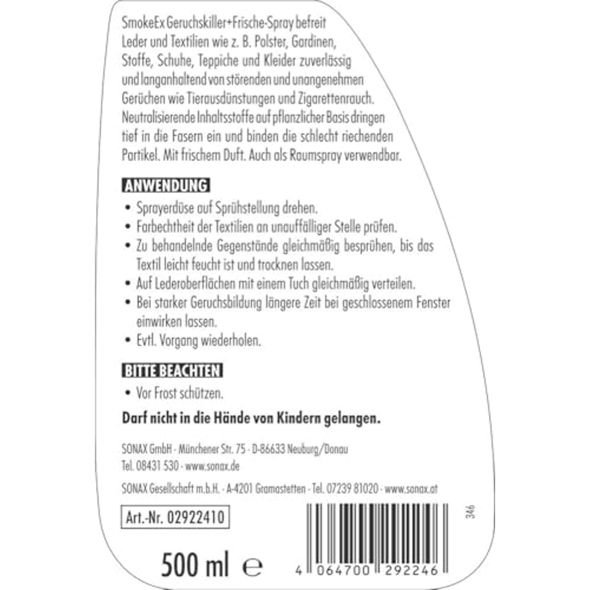 SONAX SmokeEx Geurkiller & Fresh Spray 6 x 500 ml - Voordeelverpakking