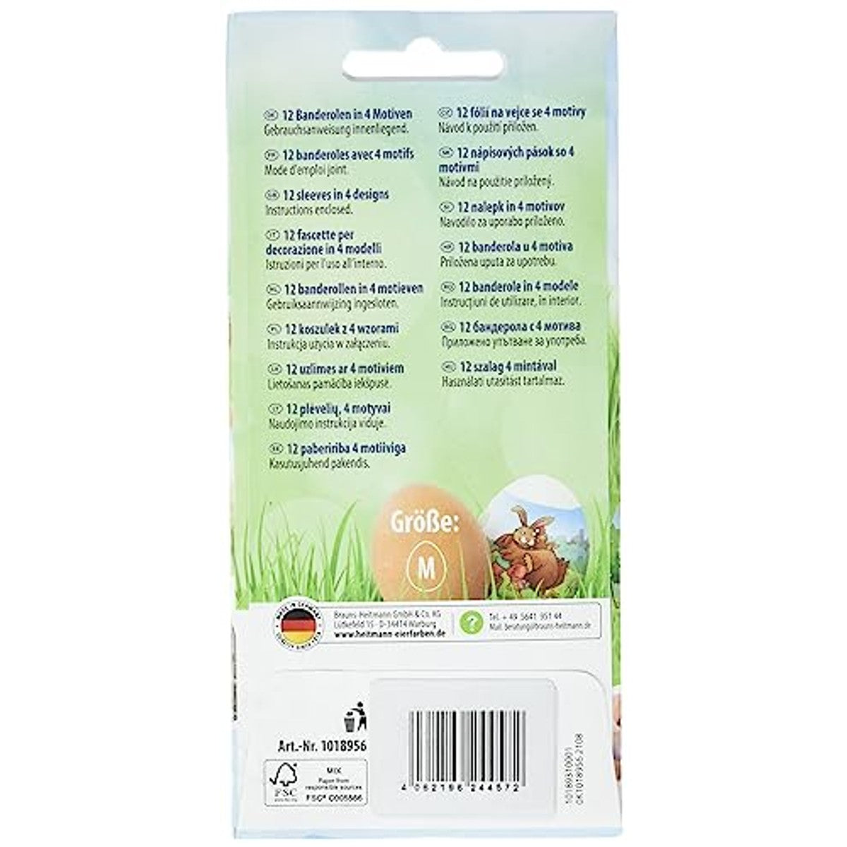 Heitmann Eierfarben Banderol Paashaas Maxi 12 banderollen - 3-pack