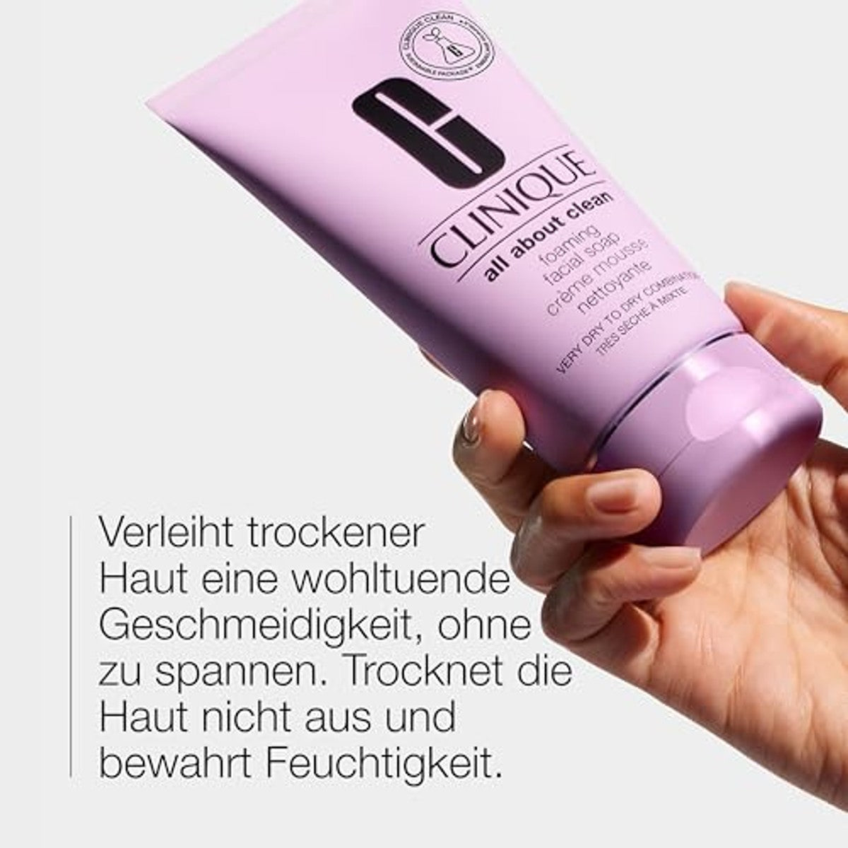 Clinique All About Clean Foaming Facial Soap | Reinigungsschaum | Reinigt sanft & spendet Feuchtigkeit | Für trockene bis sehr trockene Haut, 150 ml