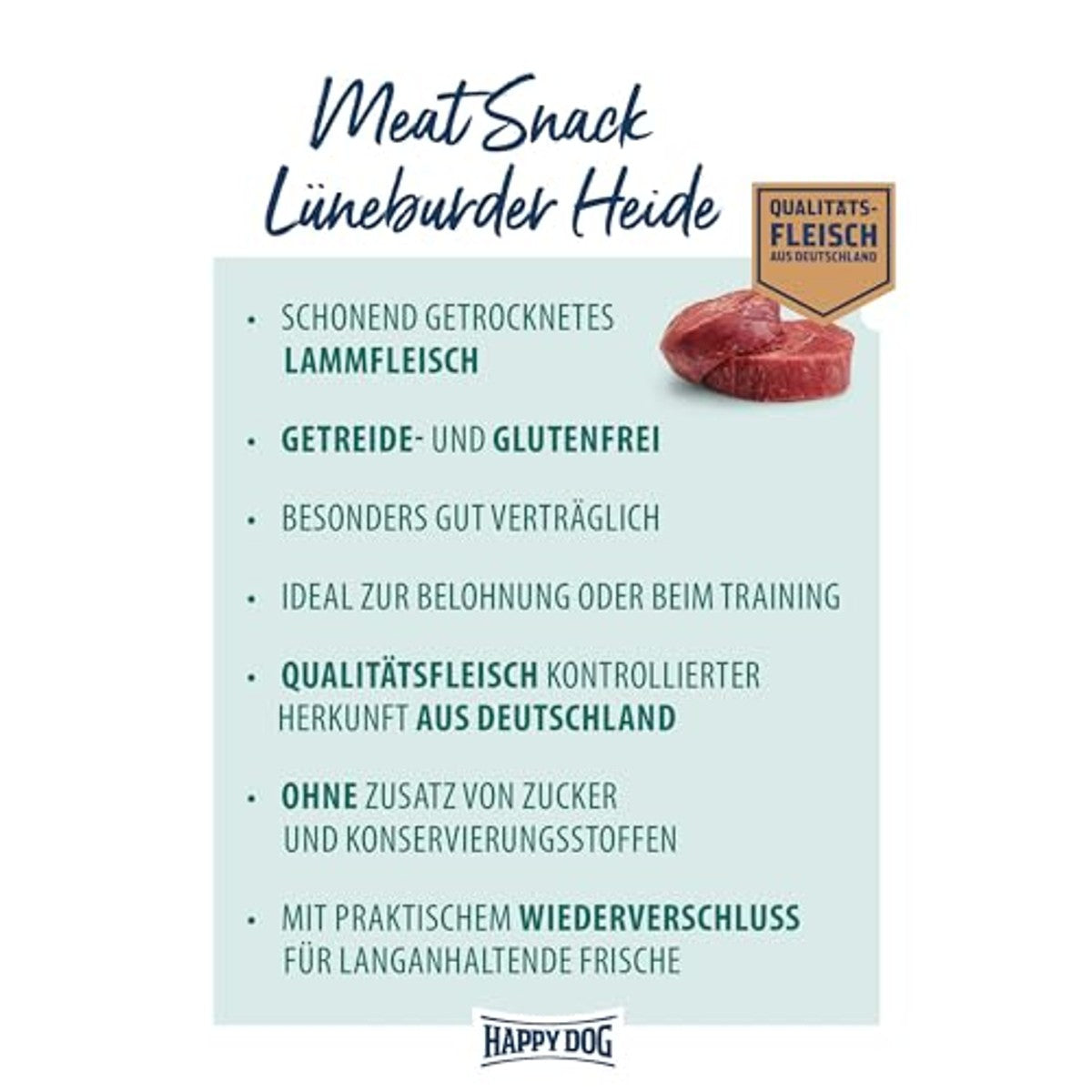 Happy Dog Meat Snack Lüneburger Heide hondensnack lamsvlees 75g - 6-pack