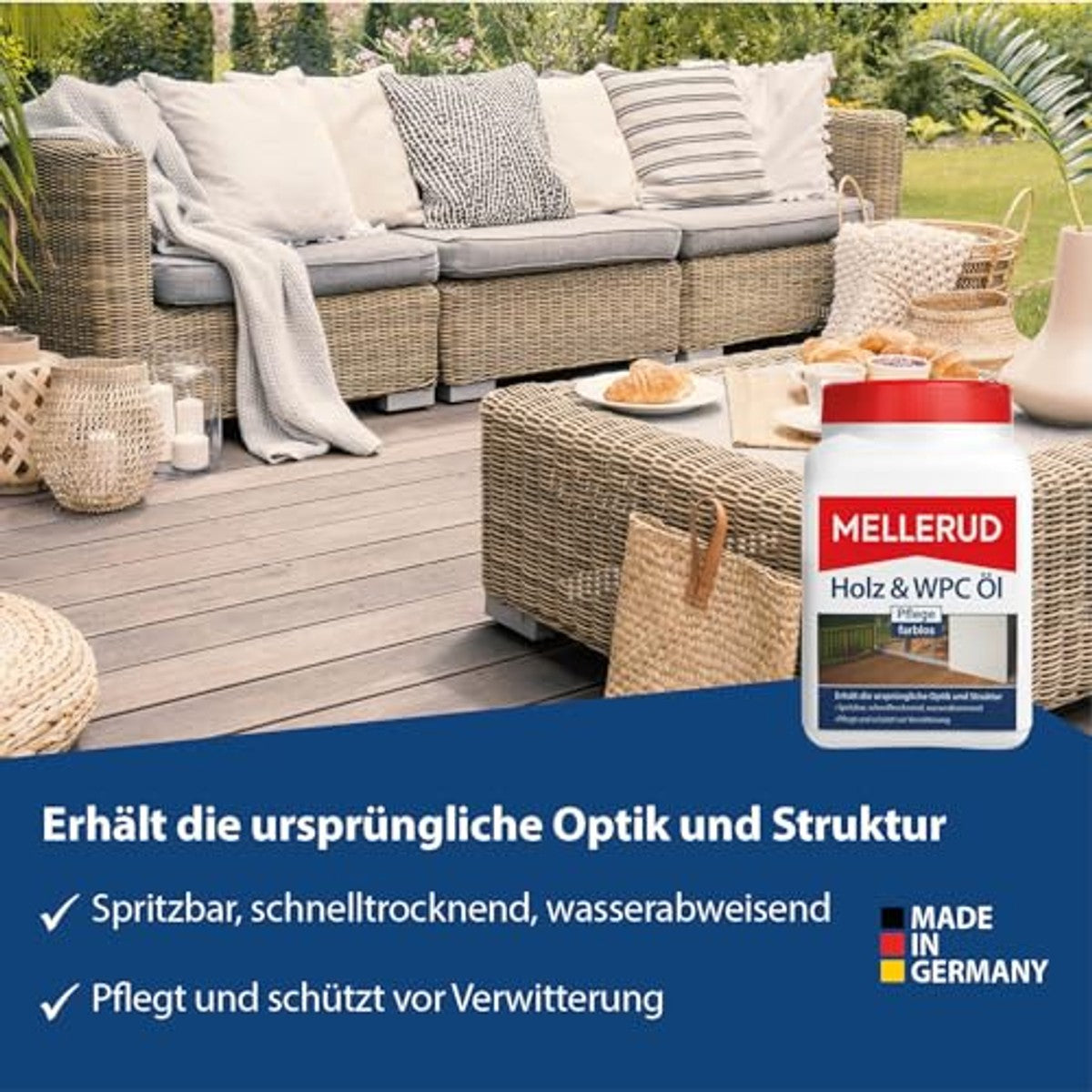Mellerud Hout & WPC olie verzorging kleurloos 3 x 0,75 l - Voordeelverpakking