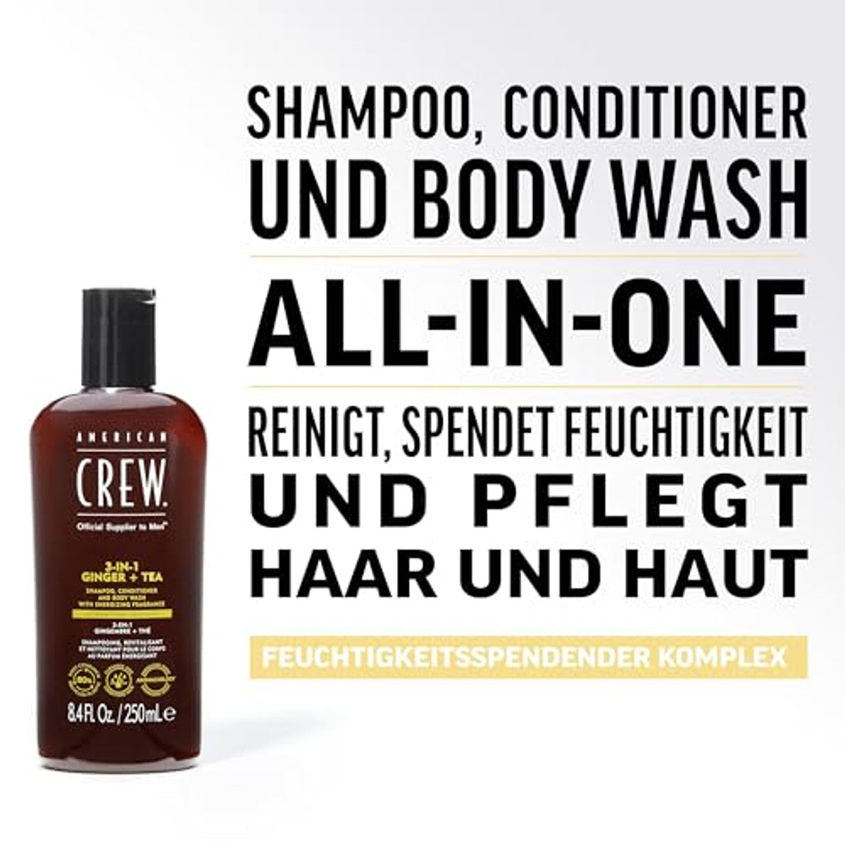 American Crew 3-in-1 Ginger & Tea Shampoo, Conditioner & Body Wash 1000 ml - 3-pack