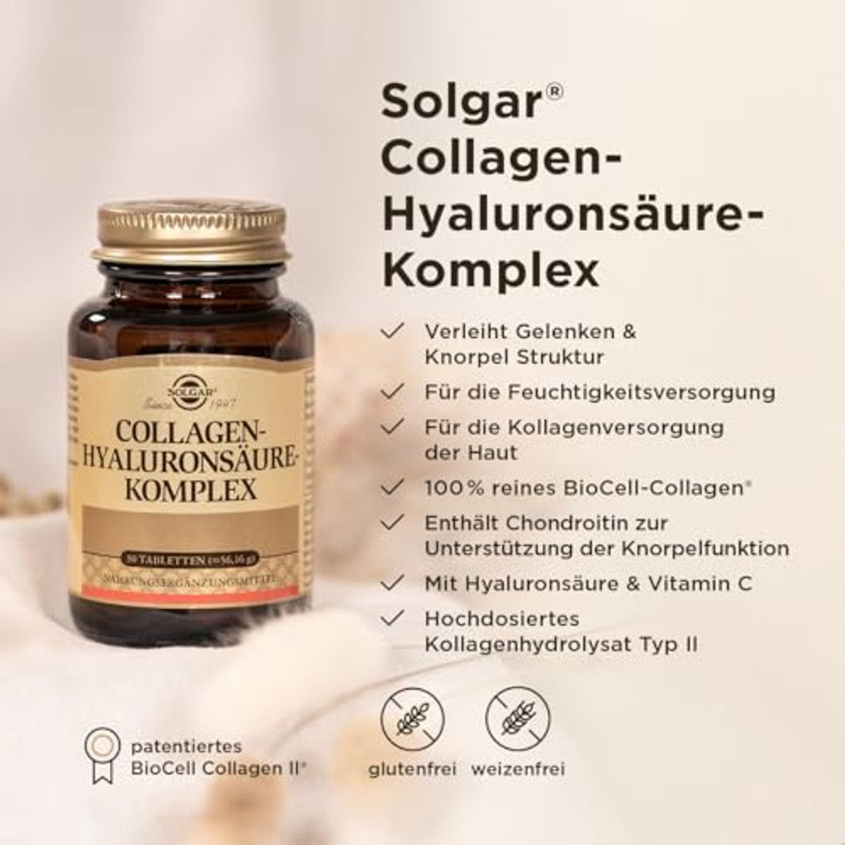 Solgar Collageen Hyaluronzuur Complex met Vitamine C 30 Tabletten - 3-pack