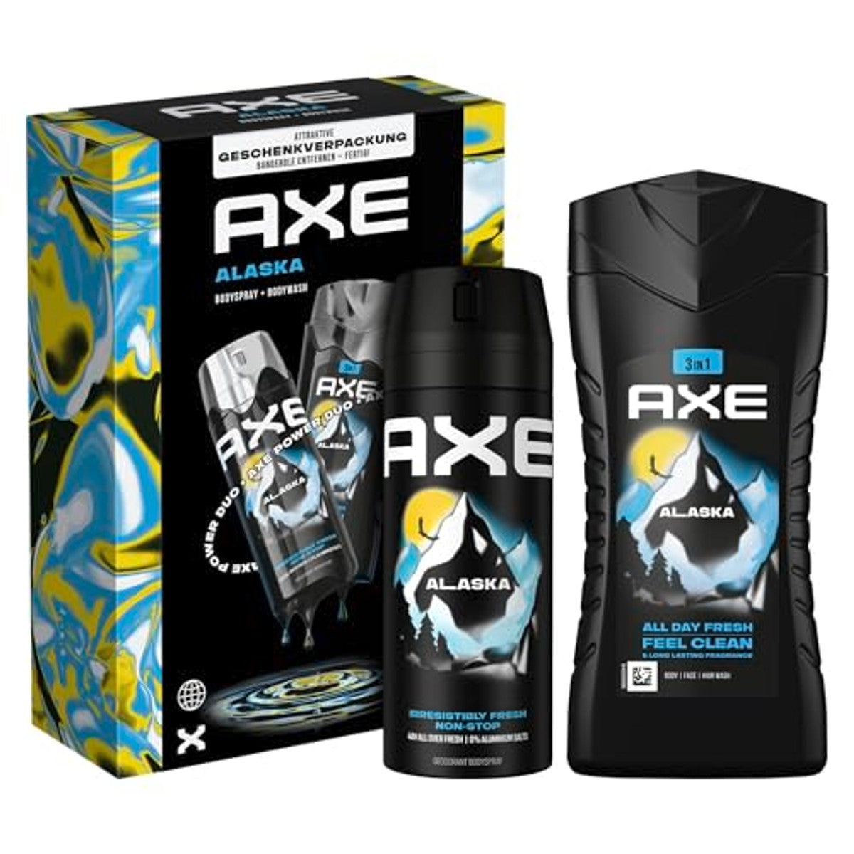 Axe Cadeauset Alaska Bodyspray & Douchegel 150 ml + 6 x 250 ml - Voordeelverpakking
