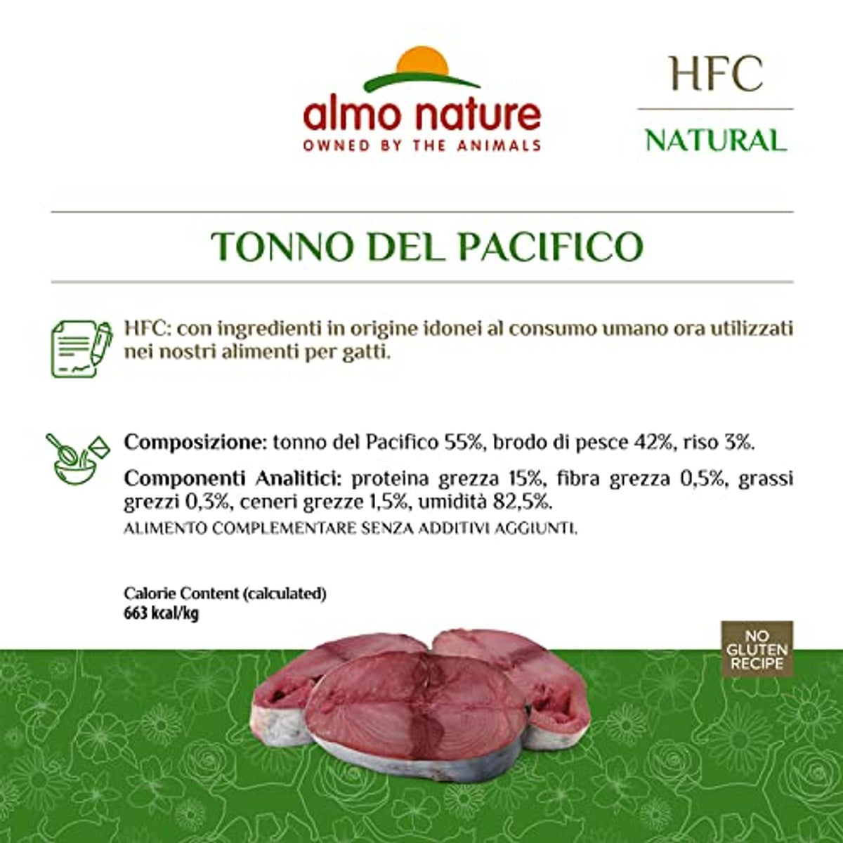 Almo Nature HFC Natural Natvoer voor Volwassen Katten Pacific Tonijn 24 x 150 g - 3-pack