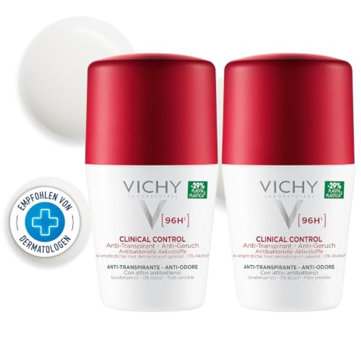 Vichy Clinical Control 96h Deo Roll-on voor Dames 2 x 50 ml - 6-pack