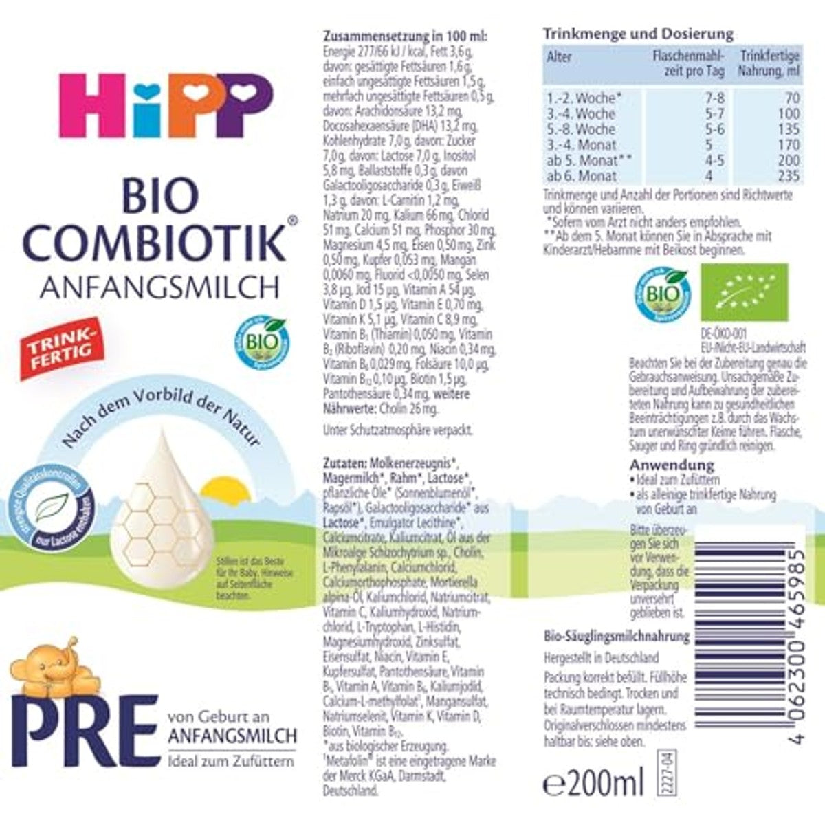 HiPP PRE Bio Combiotik drinkklaar 6 x 200 ml – HiPP