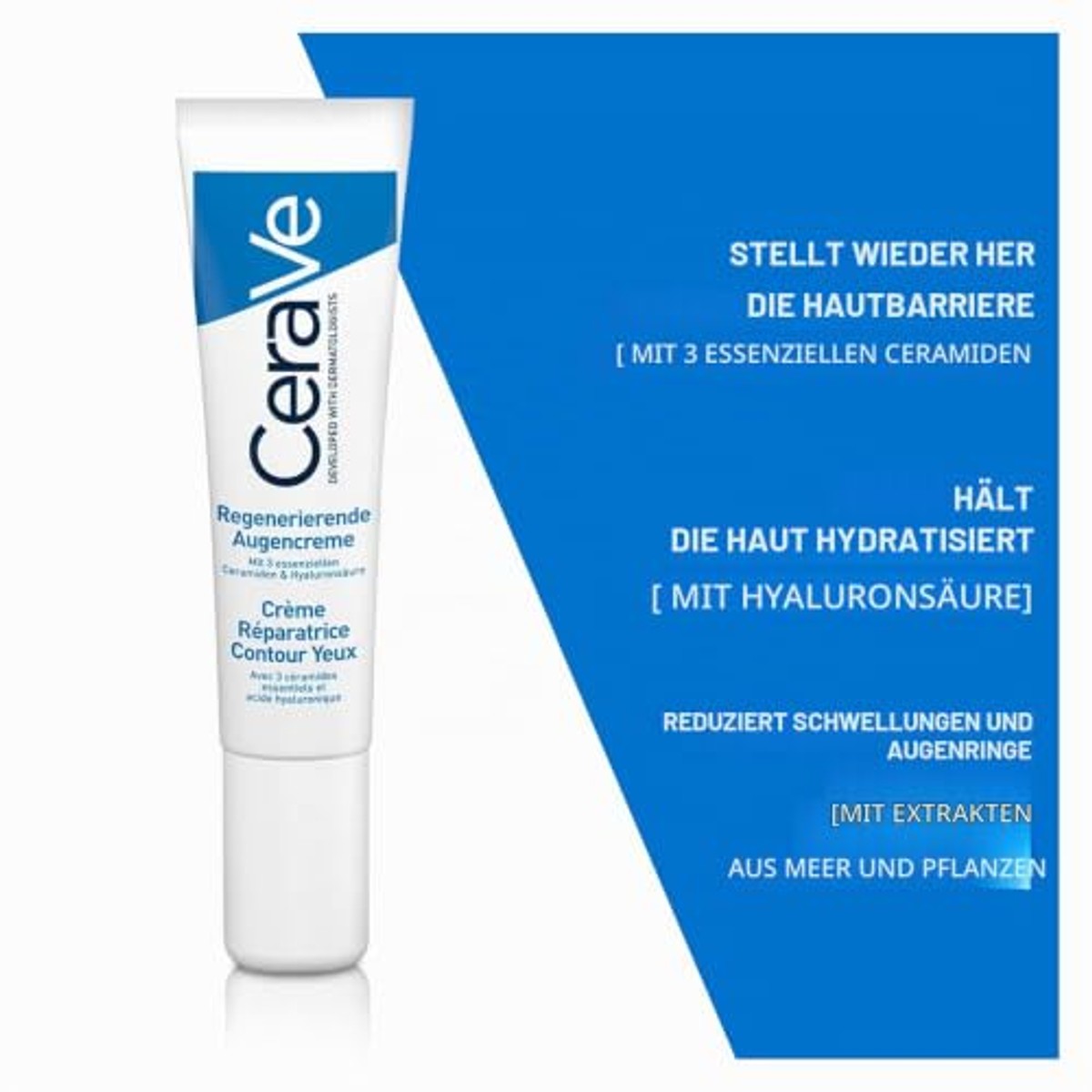 CeraVe Reparatie Oogcrème voor Wallen en Ogen 15 ml + Reinigingsschuim 20 ml - 3-pack