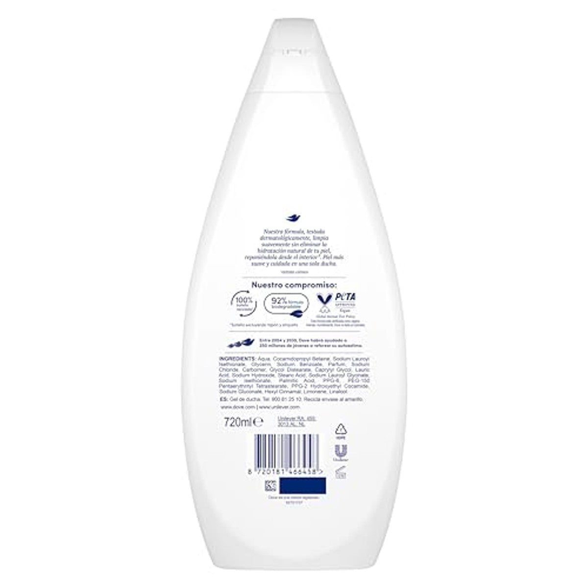 Dove Vochtinbrengende Douchegel Zachte Reiniging 6 x 720 ml - Voordeelverpakking