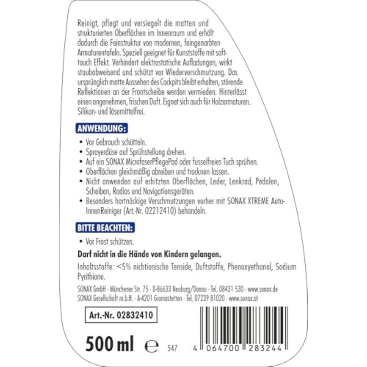 SONAX Xtreme Dashboardreiniger Mat Effect 3 x 500 ml - Voordeelverpakking