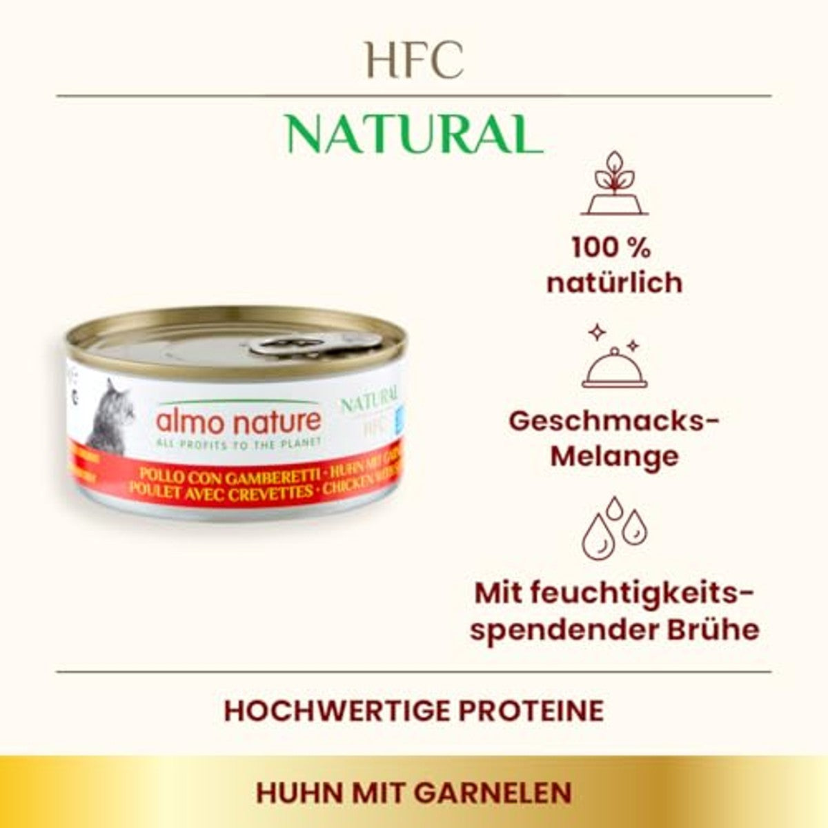 Almo Nature HFC Natural Natvoer voor volwassenen katten - kip en garnalen - 150 g, verpakking van 24 stuks – almo nature