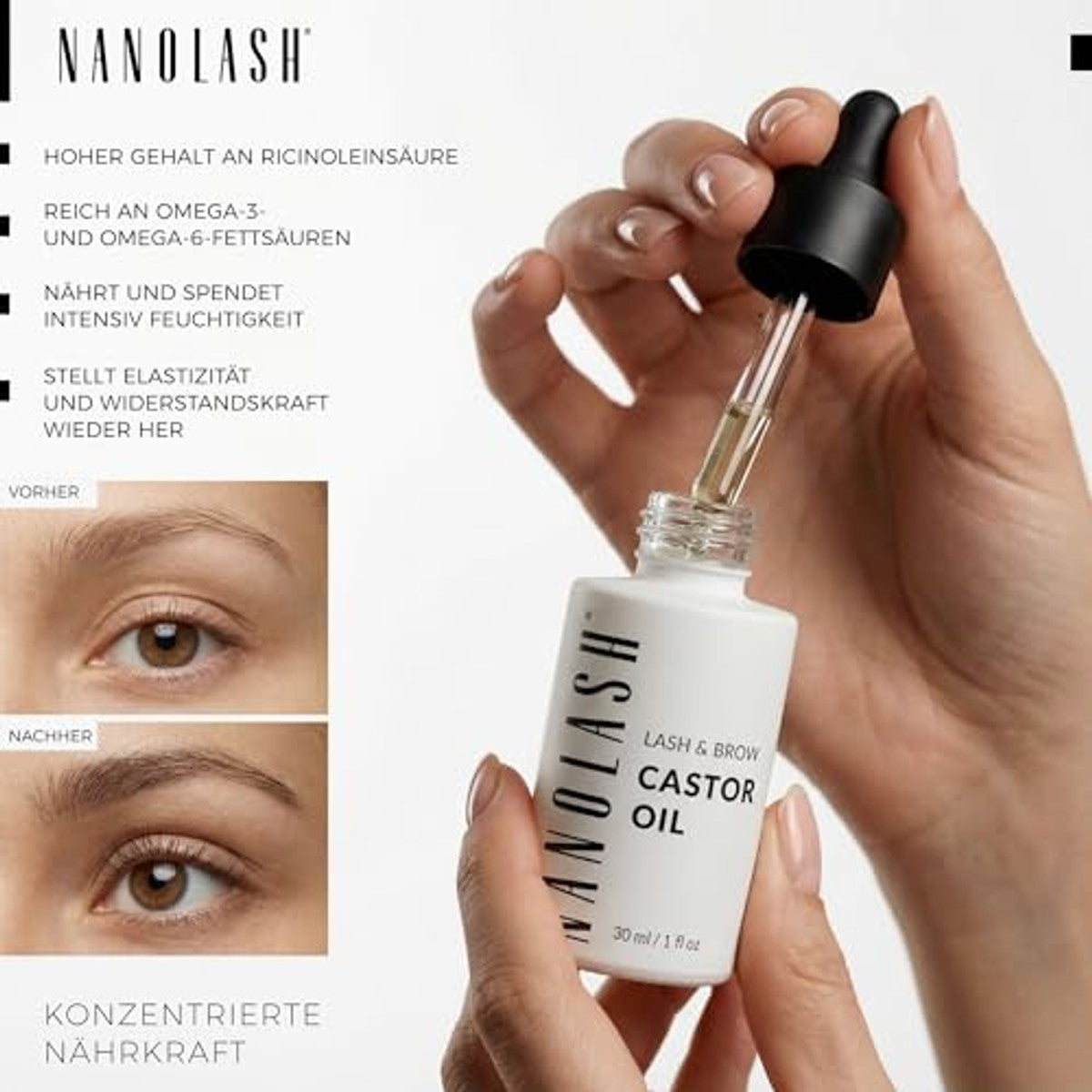 Nanolash Bio Rizinusolie voor Wimpers en Wenkbrauwen 30 ml - 6-pack