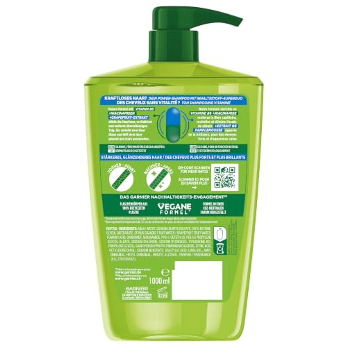 Garnier Fructis Kracht en Glans Shampoo XXL 1000 ml - 6 stuks
