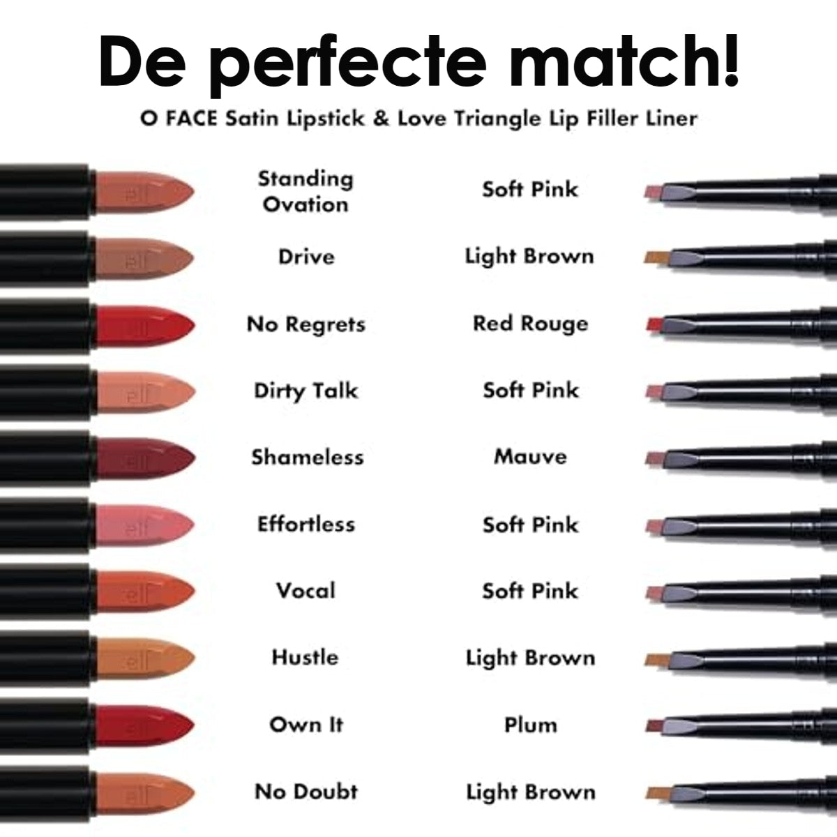 e.l.f. O Face Satin Lipstick Drive 3 stuks – foto 3