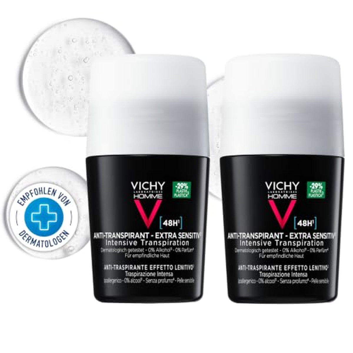 Vichy Homme Anti-Transpirant 48H Roll-On voor de Gevoelige Huid 2 x 50 ml - 6-pack