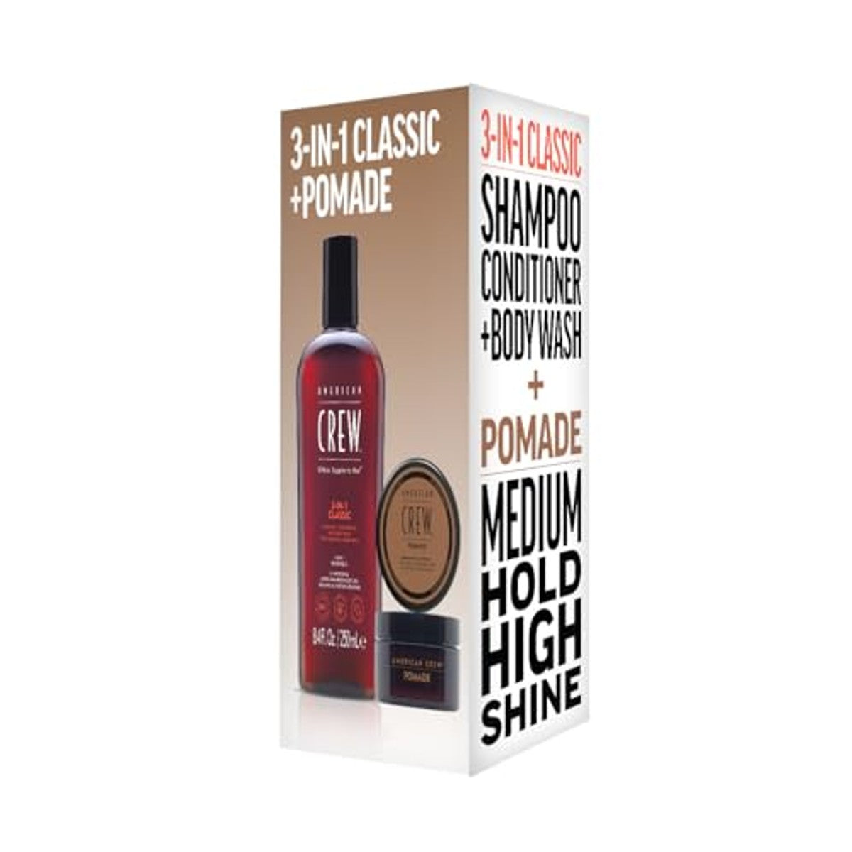 American Crew Duo Set 3-in-1 Classic Shampoo, Conditioner & Body Wash 250 ml + Pomade 50 g - 6-pack