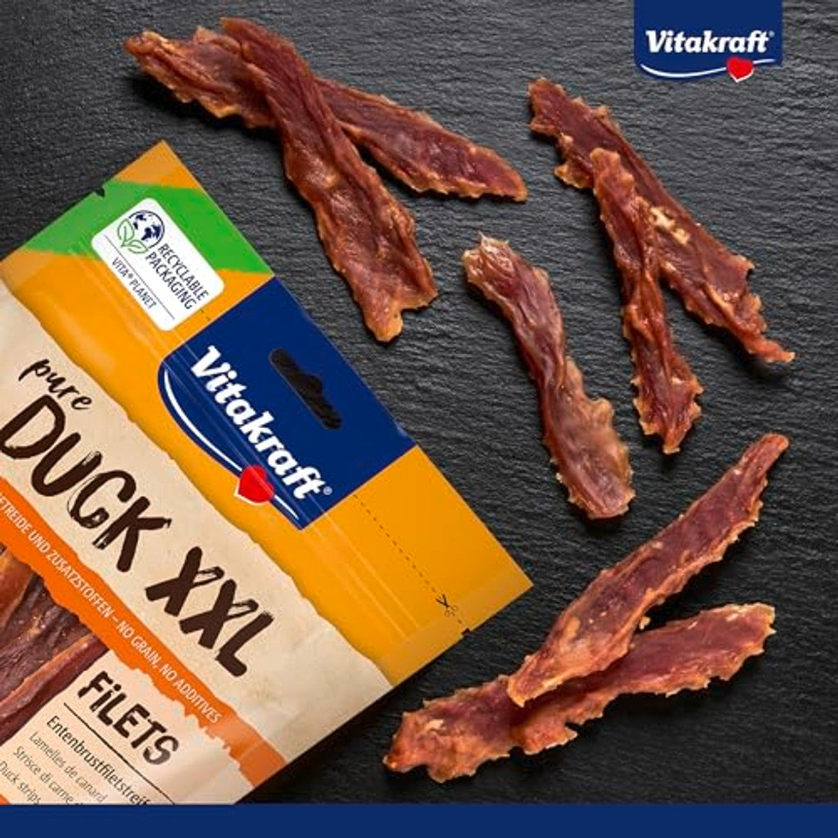 Vitakraft Pure Duck XXL Filet hondensnack eend 6 x 250 g - 3-pack – foto 3