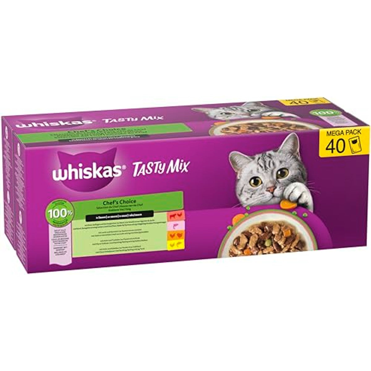 WHISKAS TASTY MIX natvoer in saus voor katten 40 x 85 g Chef's Choice – whiskas
