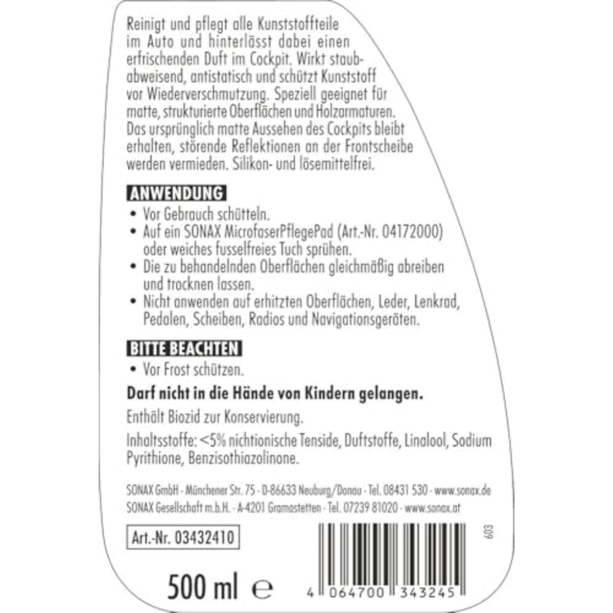 SONAX Cockpitverzorging mat effect Lemon Rocks 6 x 500 ml - Voordeelverpakking