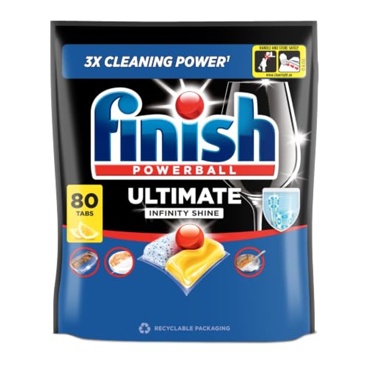 Finish Ultimate Infinity Shine Citrus vaatwastabletten voordeelverpakking 80 tabs | Vaatwastabletten voor dieptereiniging, vetoplossende kracht en glans met beschermschild – Finish