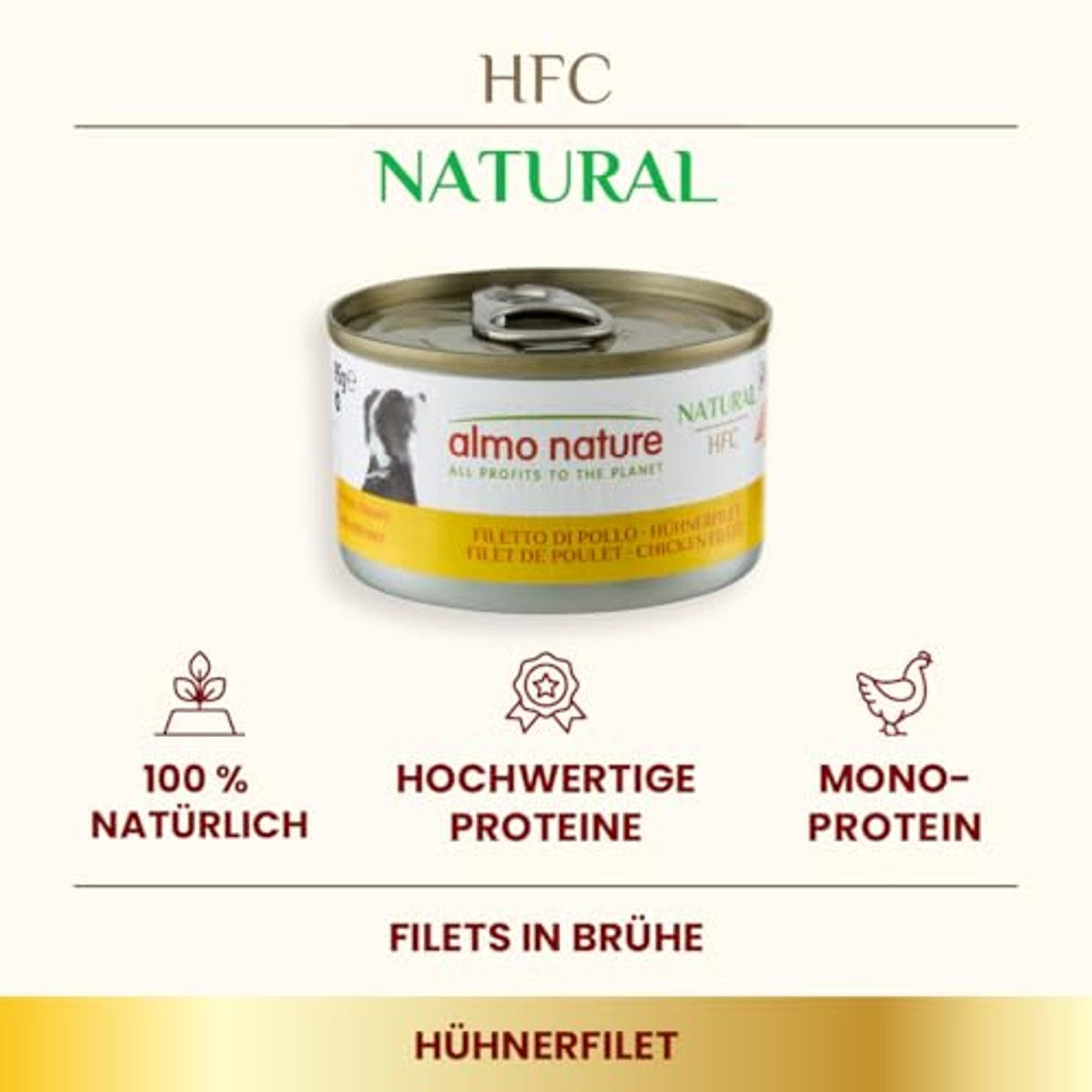 Almo Nature HFC Natural - Natvoeding voor honden met kippenfilet oorspronkelijk levensmiddelenkwaliteit en worden nu gebruikt voor hondenvoeding, kippenfilet (24 x 95 g) – almo nature