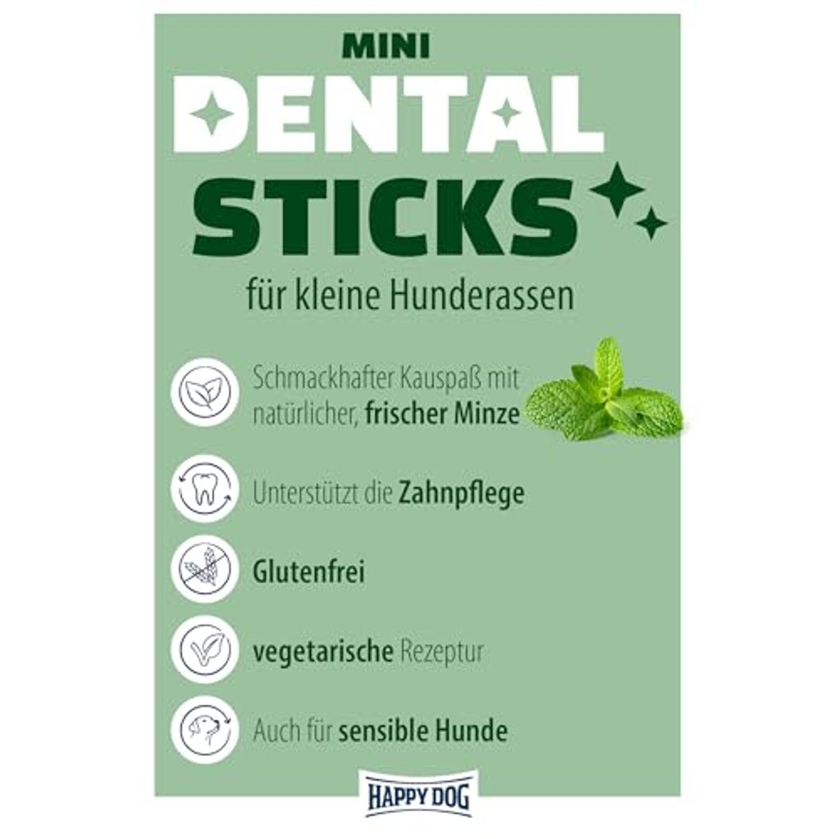 Happy Dog Dental Sticks Mini hondensnack munt 4 stuks, 100 g - 6-pack