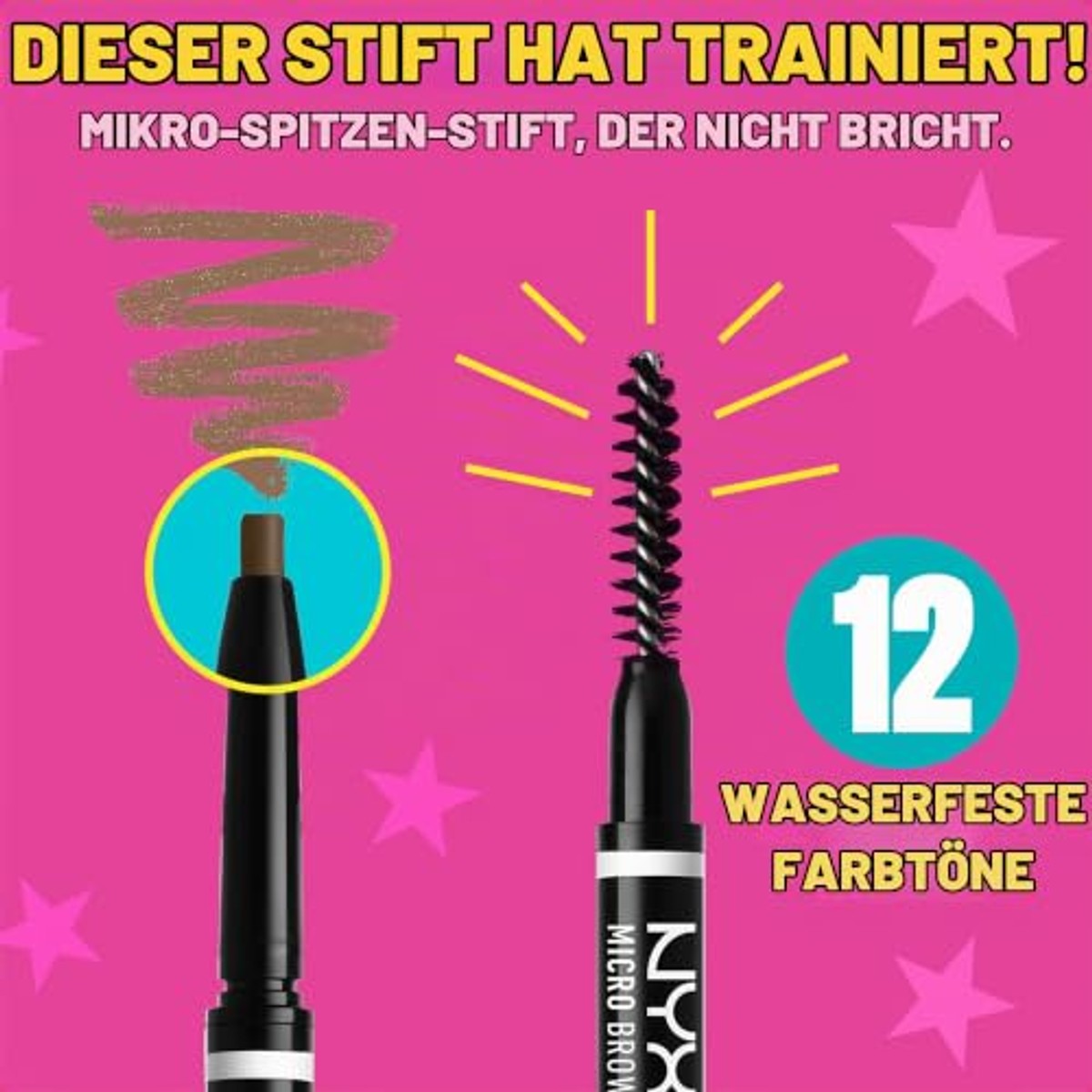 NYX Professional Makeup Micro Brow Pencil Dubbelpak, Dubbelzijdig met Uitdraaibare Wenkbrauwstift en Borstelje, Veganistische formule, Kleur: Zwart – NYX PROFESSIONAL MAKEUP