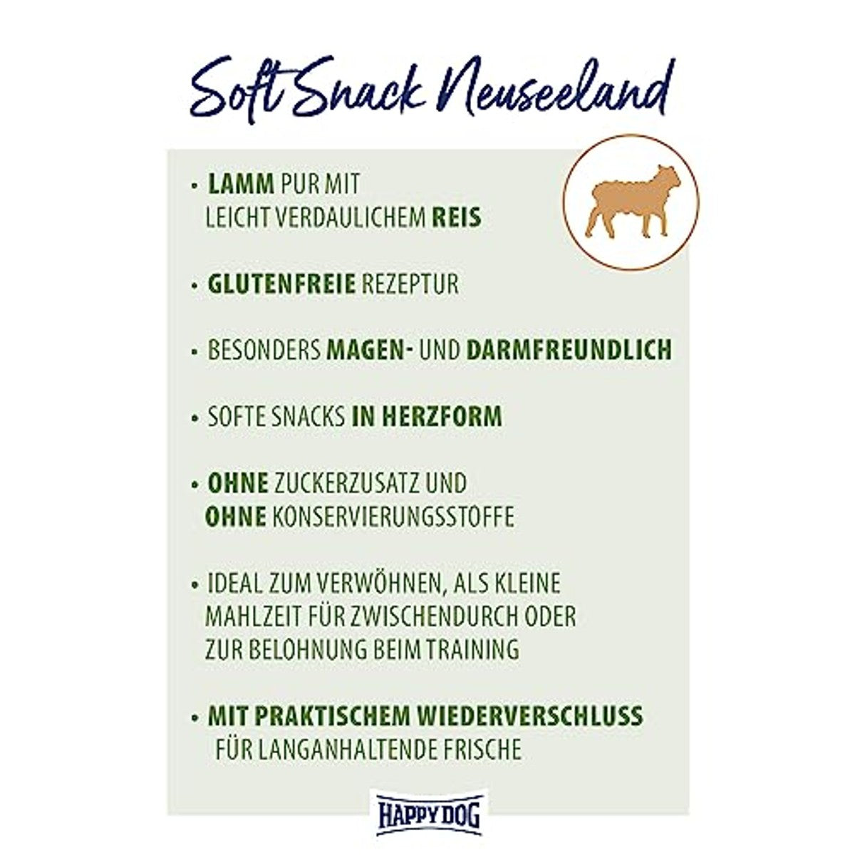 Happy Dog SoftSnack Nieuw-Zeeland hondensnack 100 g - 6-pack