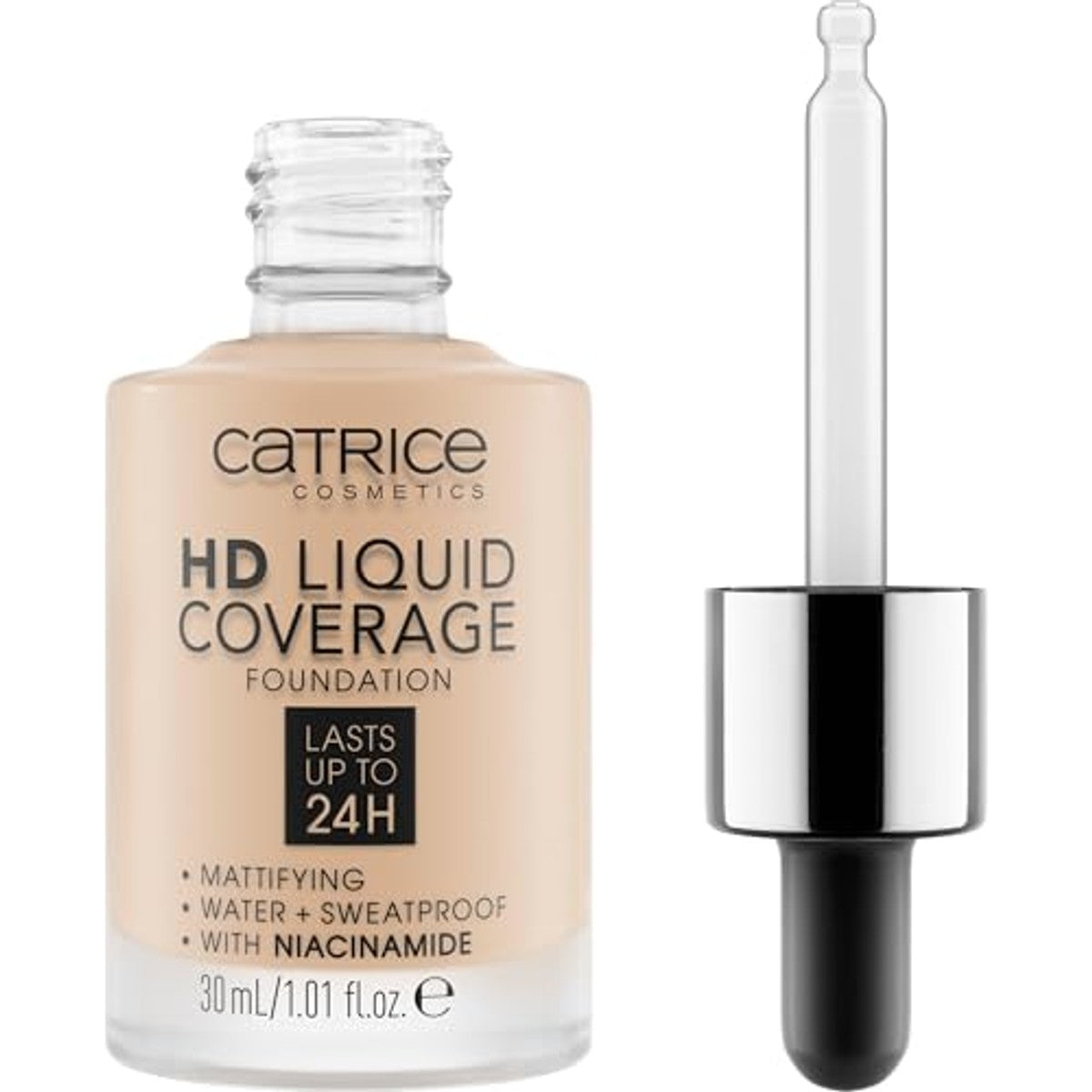 Catrice foundation, dekkend, 010 licht beige, 30 ml | foundation, hoge dekking, zonder maskereffect, langdurig, matterend – Catrice Cosmetics