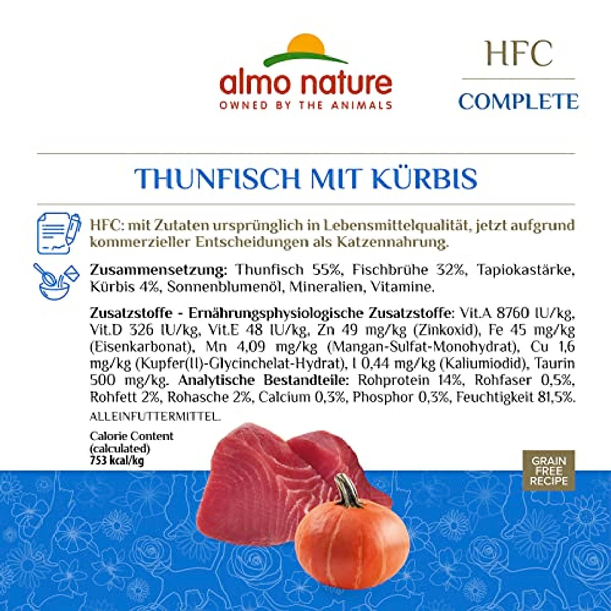 Almo Nature HFC Complete Natvoer Tonijn met Pompoen 24 x 70 g - 3-pack