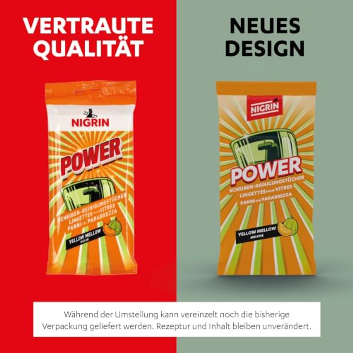 NIGRIN POWER ruitenreinigingsdoeken Yellow Mellow 20 doeken - 3-pack