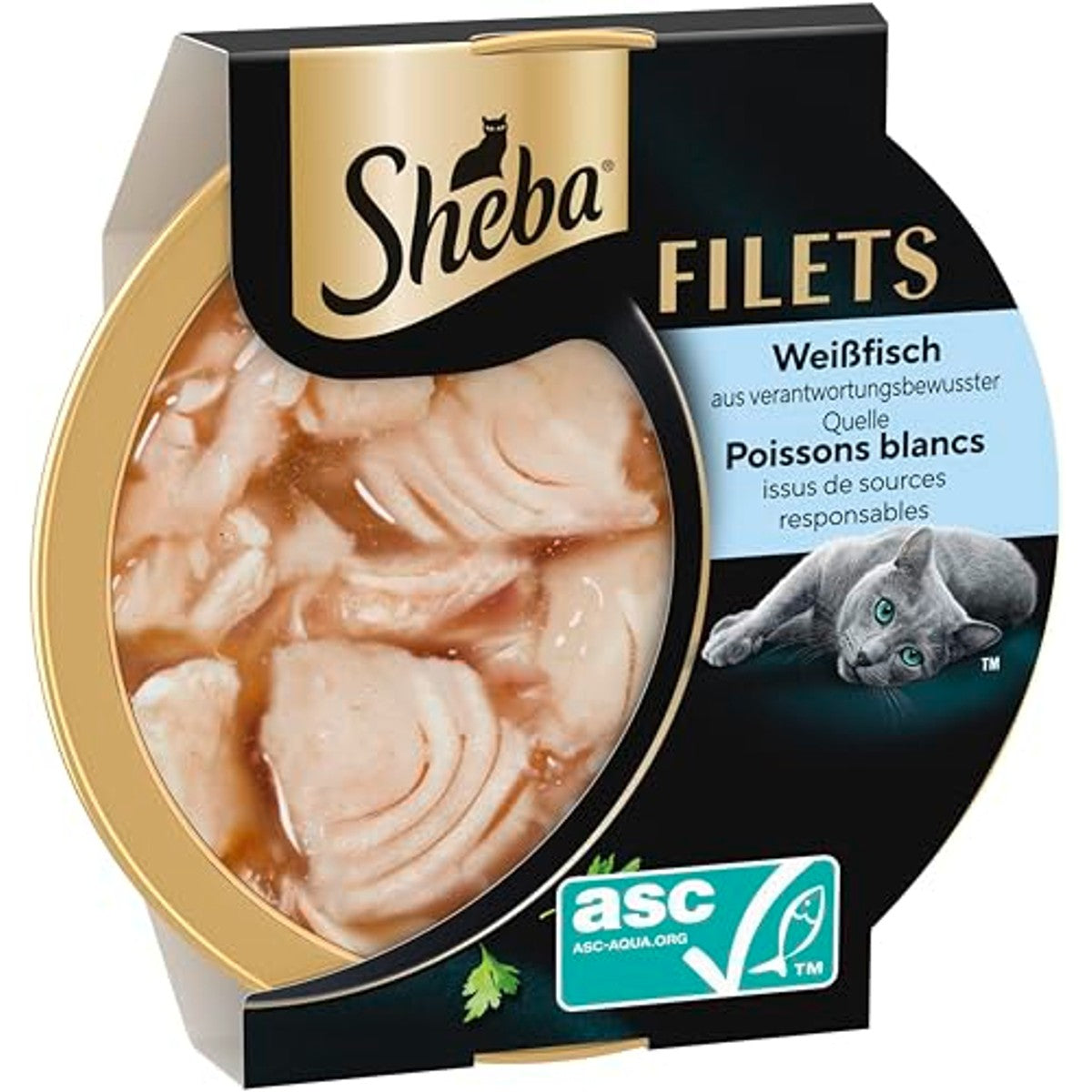 SHEBA Filets Adult kattenvoer in saus met witte vis 16 x 60 g schaal – Sheba