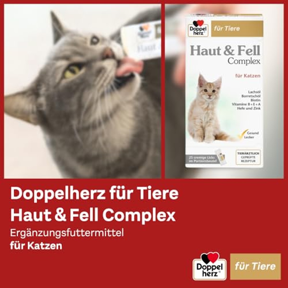 Doppelherz Huid- en Vachtcomplex voor Katten 25 Likken - 3-pack