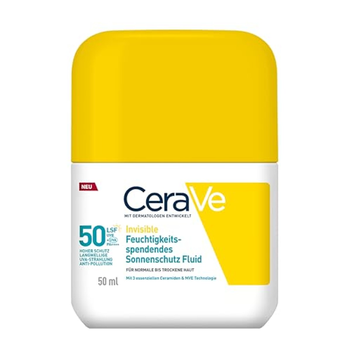 CeraVe Onzichtbare Vochtinbrengende Zonnebrandcrème SPF 50, 50 ml