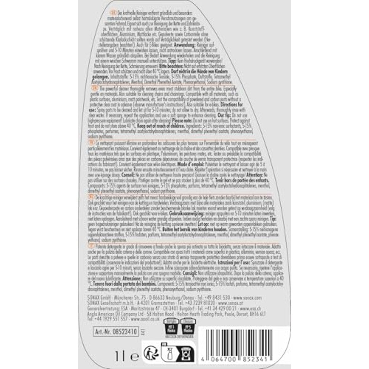 SONAX Bike Cleaner Special Edition 6 x 1 liter - Voordeelverpakking