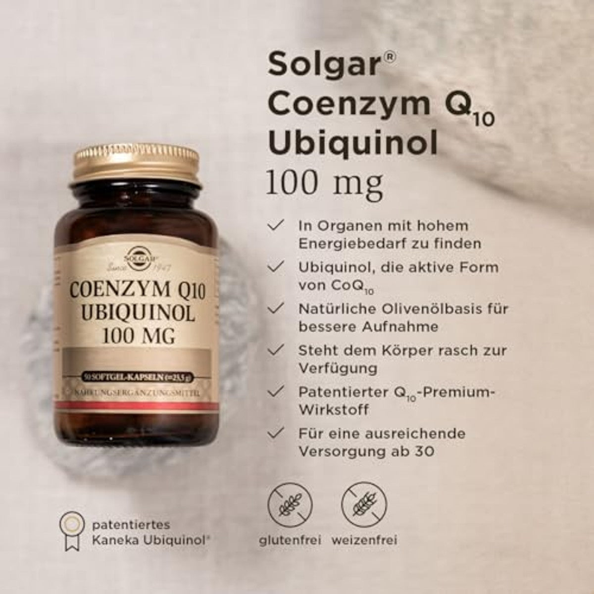 SOLGAR® Coenzym Q10 Ubiquinol, 100 mg, 50 softgelcapsules, 50 dagen voorraad – SOLGAR