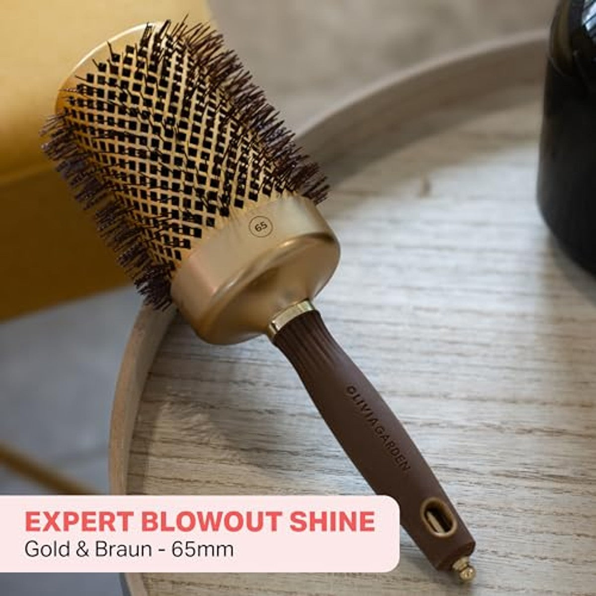 Olivia Garden Expert Blowout Shine Ronde Borstel, Goud & Bruin, 65 mm - 6-pack