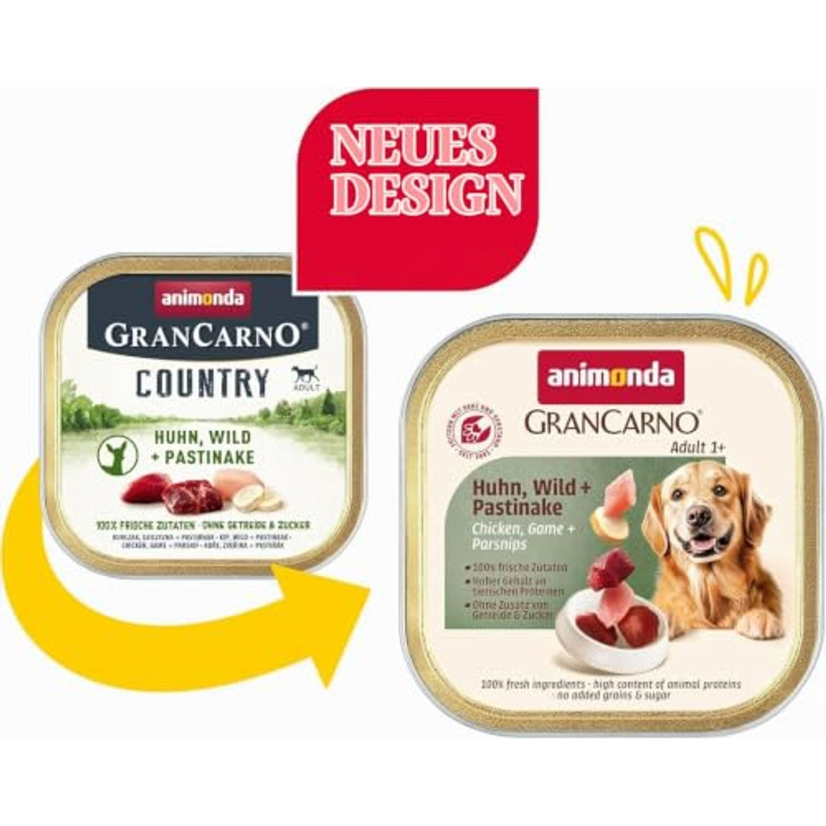 animonda Grancarno natvoer hondenvoer kip, wild & pastinaak 22 x 150 g - 3-pack