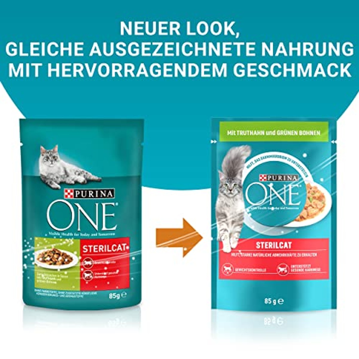 PURINA ONE Sterilcat, delicate stukjes in saus voor gesteriliseerd, 26 x 85 g | Kattenvoer nat met kalkoen – PURINA ONE