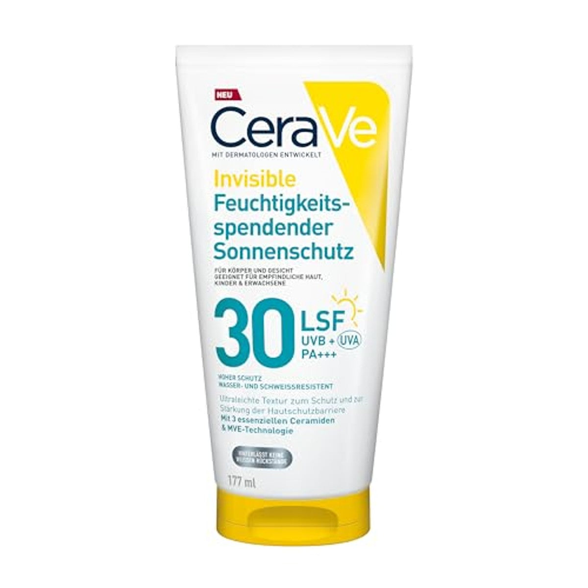 CeraVe Onzichtbare Vochtinbrengende Zonnebrandcrème SPF 30, 177 ml