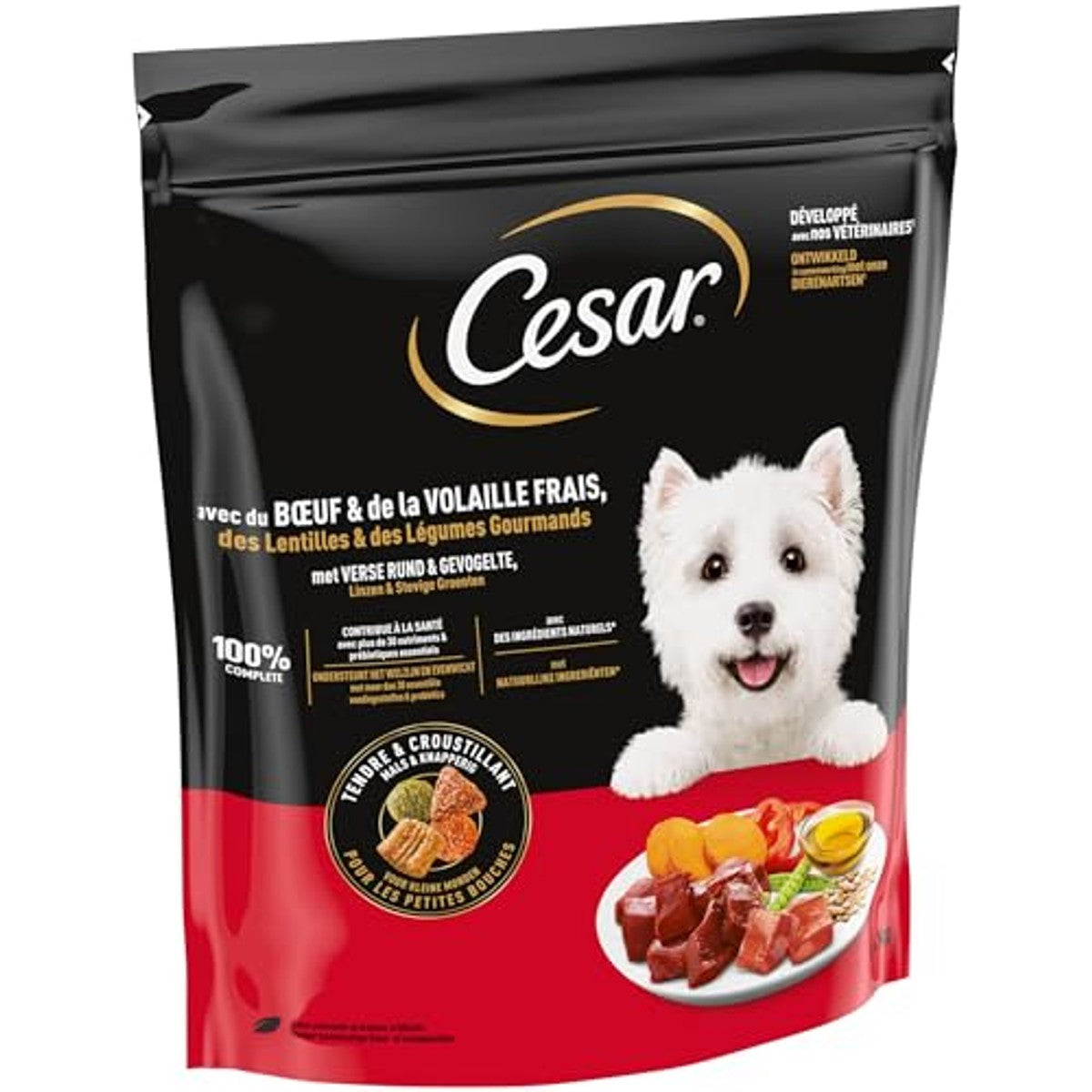 Cesar 5 x 1,4 kg droogvoer voor volwassenen met vers rundvlees, gevogelte en groenten – Cesar