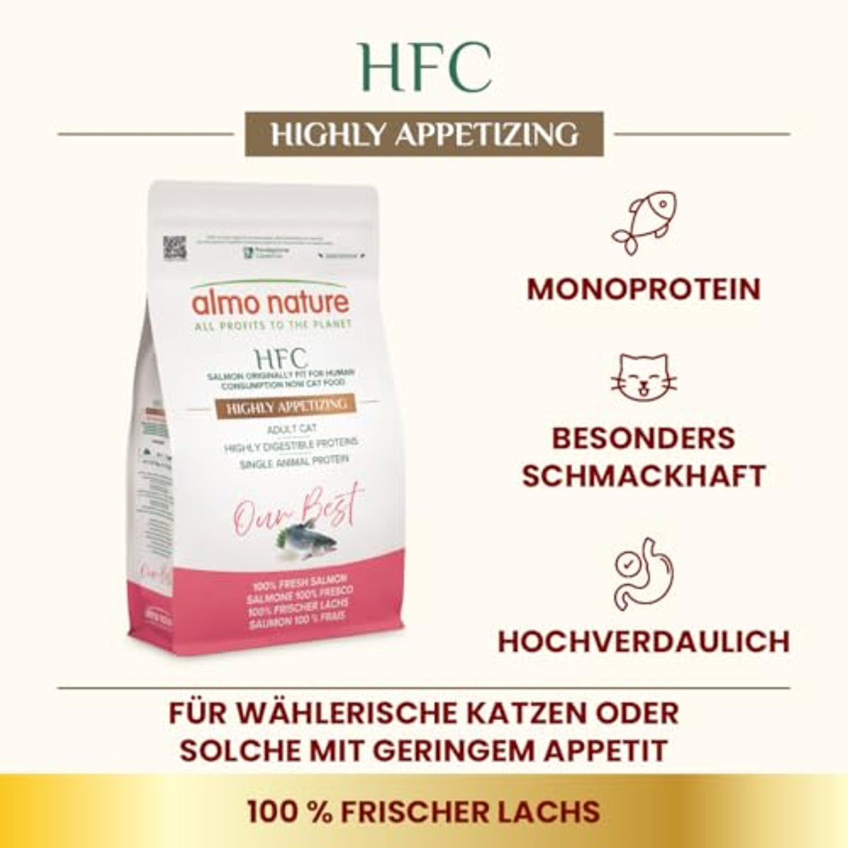 Almo Nature HFC Our Best Highly Appetizing Droogvoer Zalm 1,2 kg - 3-pack