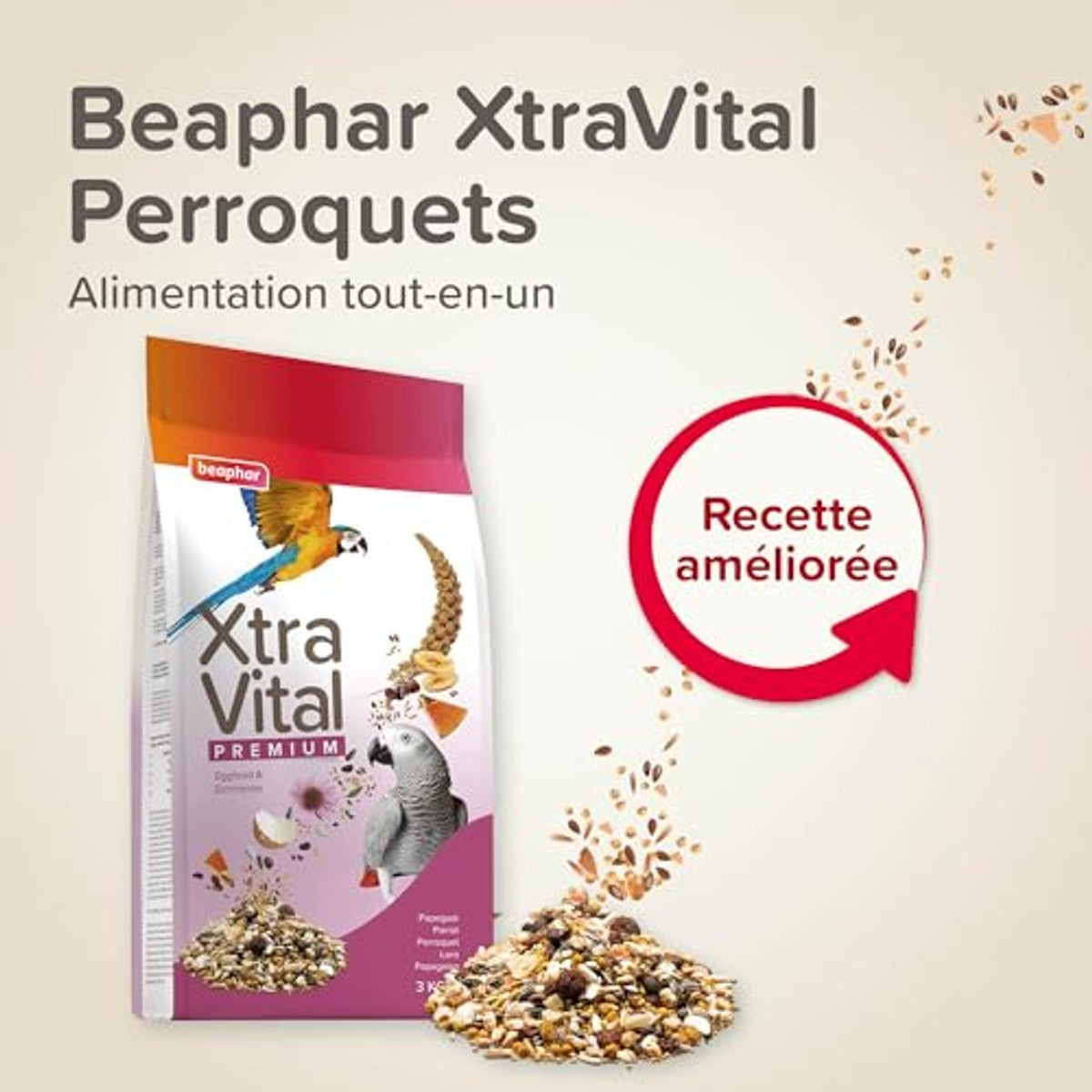 Beaphar XtraVital papegaaienvoeding All-in-One premium 3 kg - 3-pack