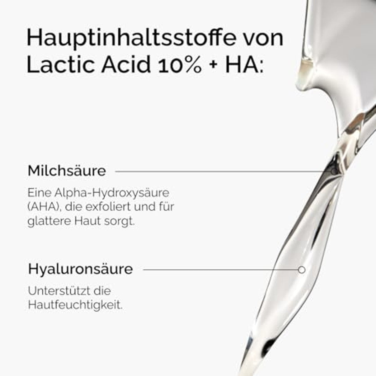 The Ordinary Lactic Acid 10% + HA 2%, zeer effectief peelingserum voor een gladdere, stralende huid, 30 ml