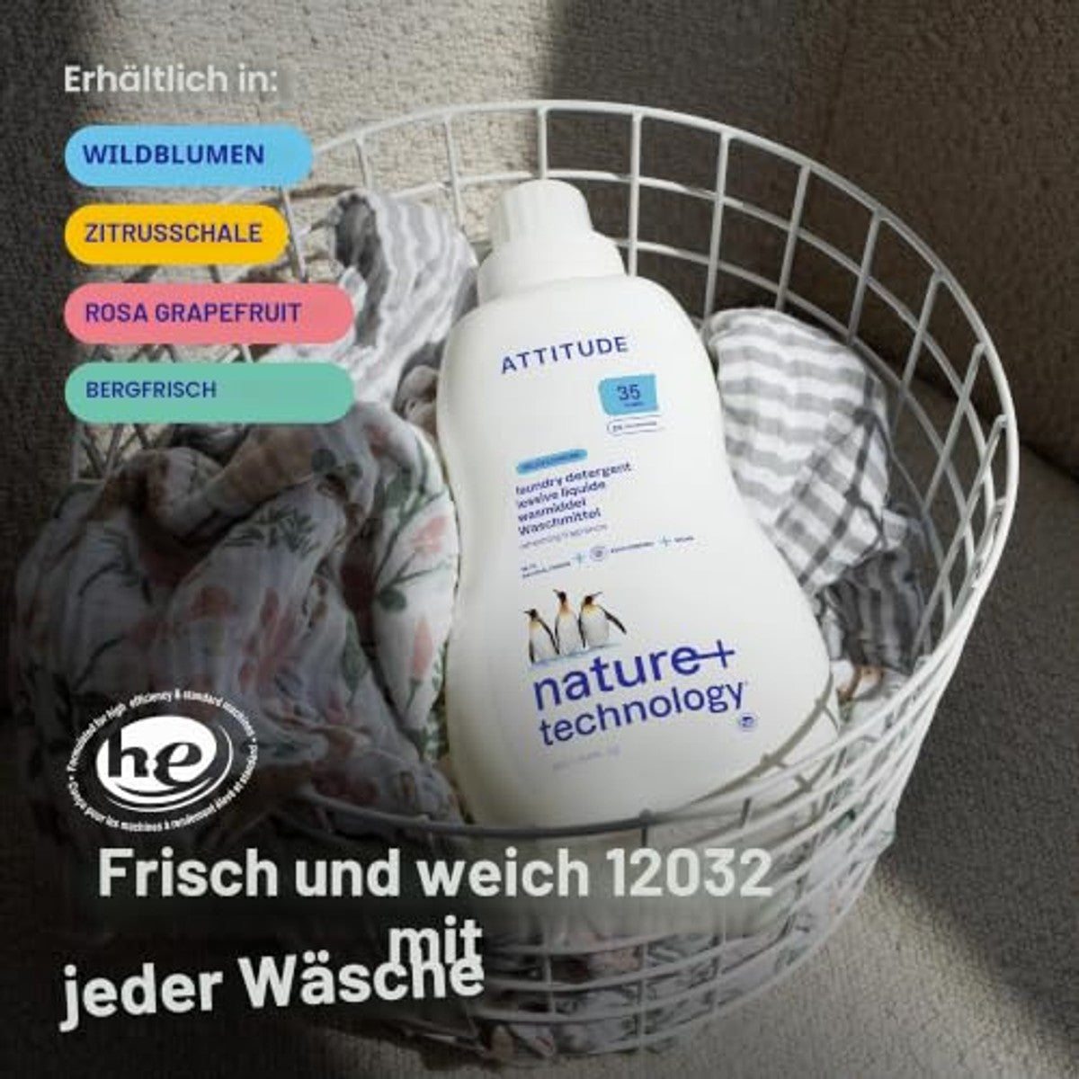 Attitude Wasmiddel Citrusschil 35 Wasbeurten 100 ml - 3-pack – foto 3