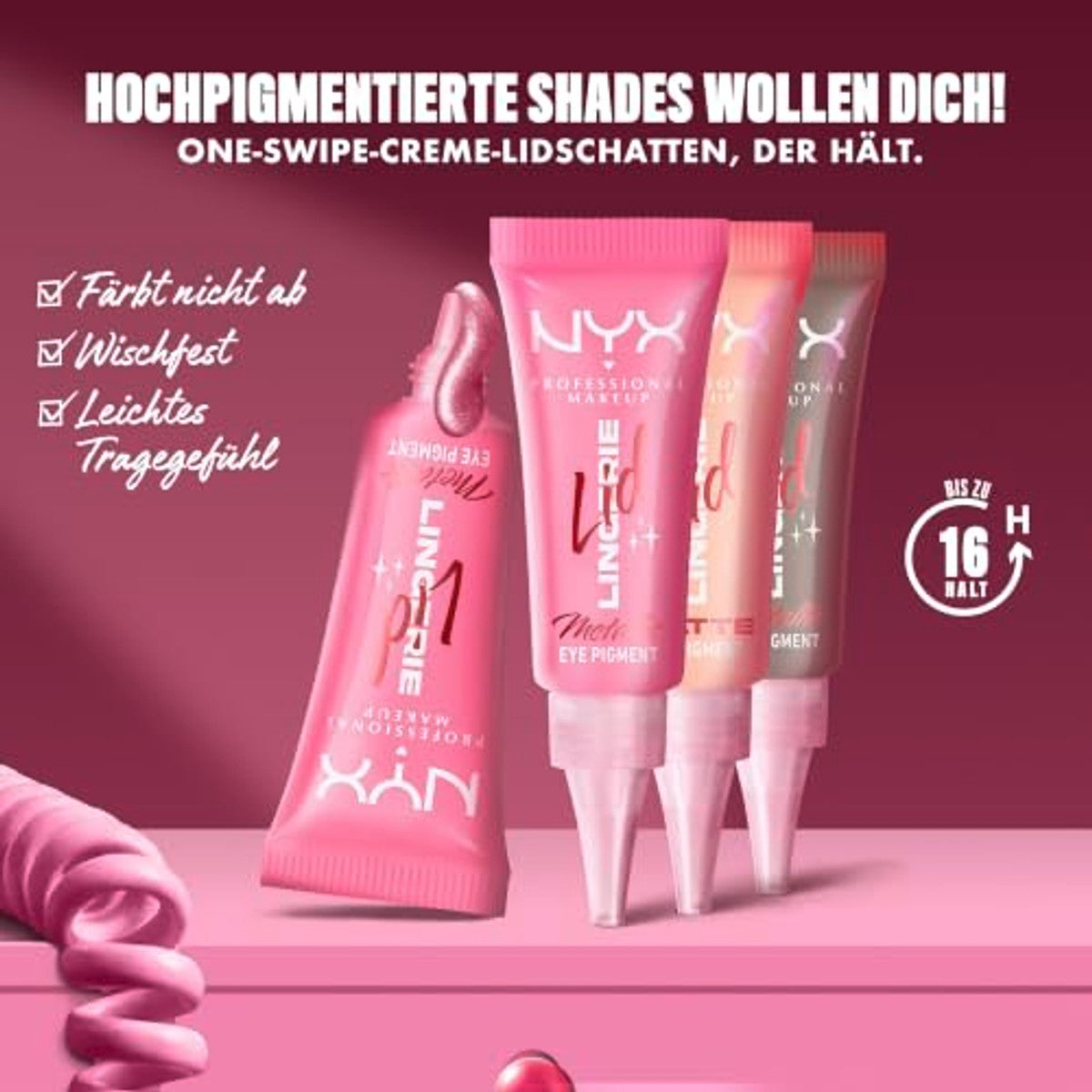 NYX PROFESSIONAL MAKEUP Lid Lingerie Cream Risky Rosé 1 stuk - 6 stuks