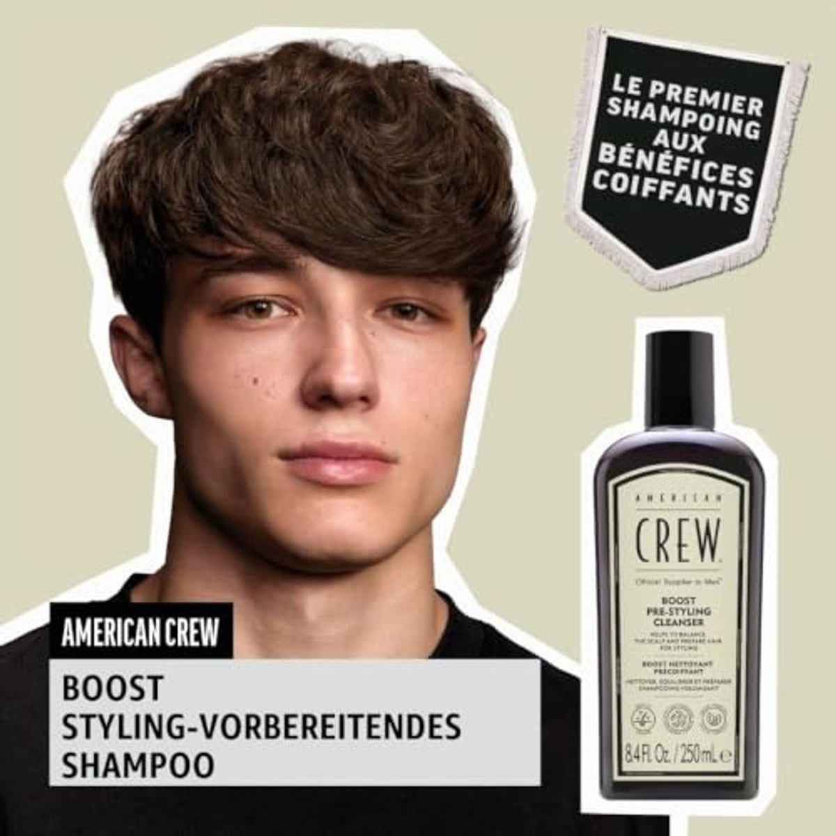American Crew Boost Pre-Styling Shampoo 250 ml & Boost Poeder 10 g - 3-pack