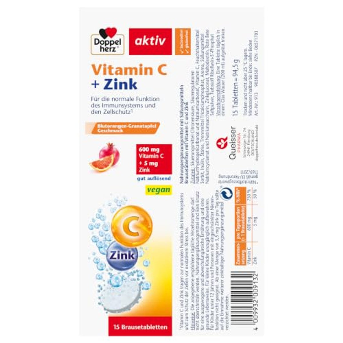 Doppelherz Vitamine C + zink - met bloedsinaasappel-granaatappelsmaak – Doppelherz