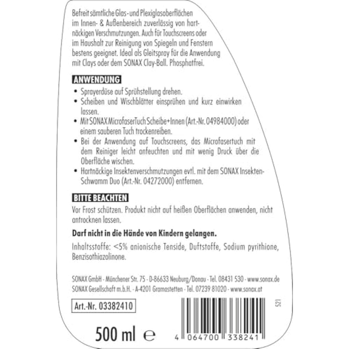 SONAX Ruitenreiniger 6 x 500 ml - Voordeelverpakking