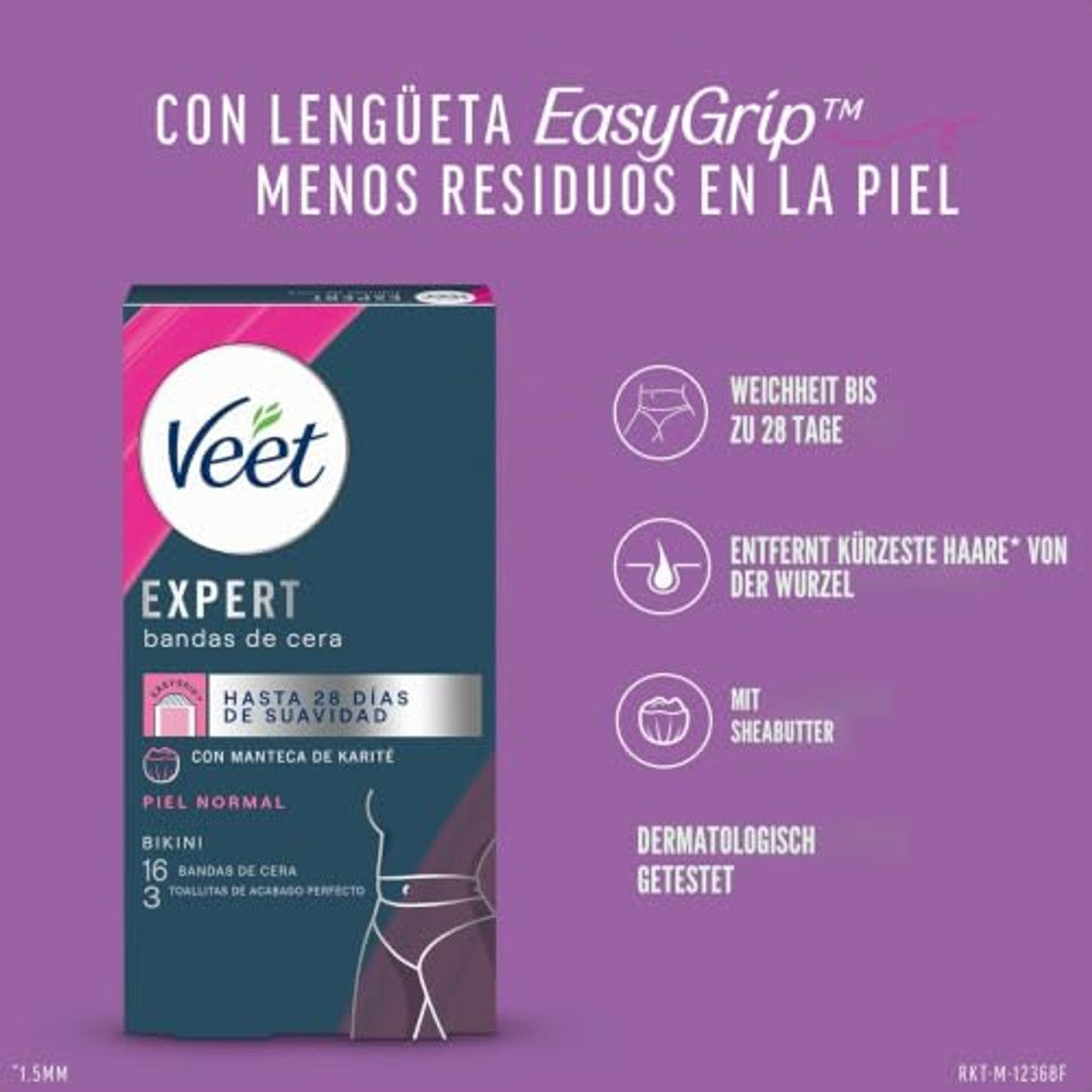 Veet Expert Ontharingsbanden Bikinilijn met karitéboter, 16 strips - 3-pack